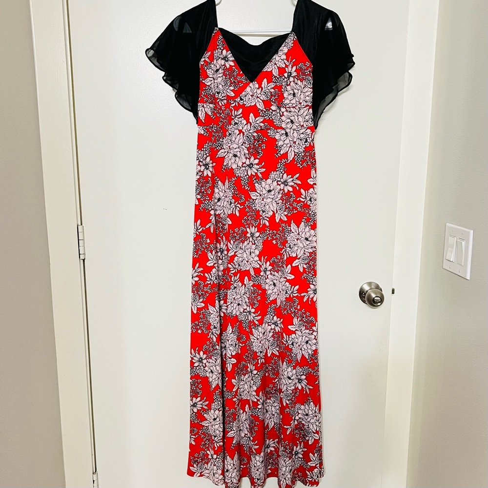 Beautiful fancy orange dress with black sleeves